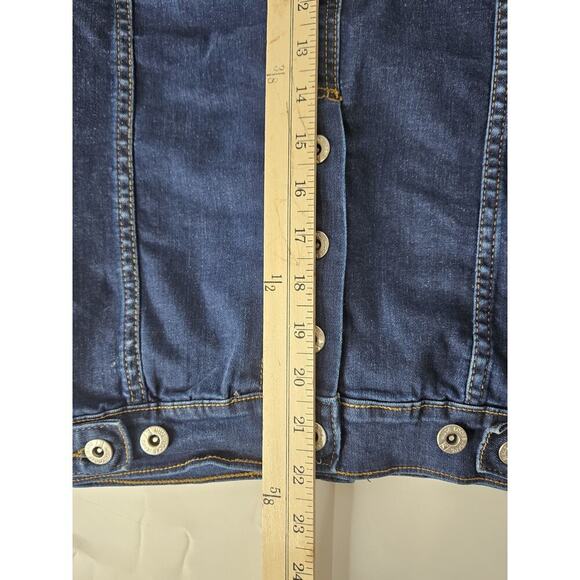 Muse Looks Women Moto Denim Jacket Pockets Size XL Back Button - Picture 5 of 7